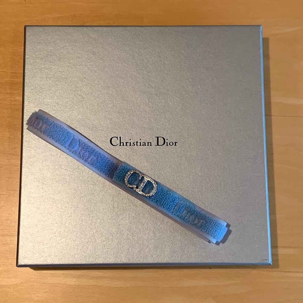 Christian Dior Velcro Crystal CD Logo Choker Necklace